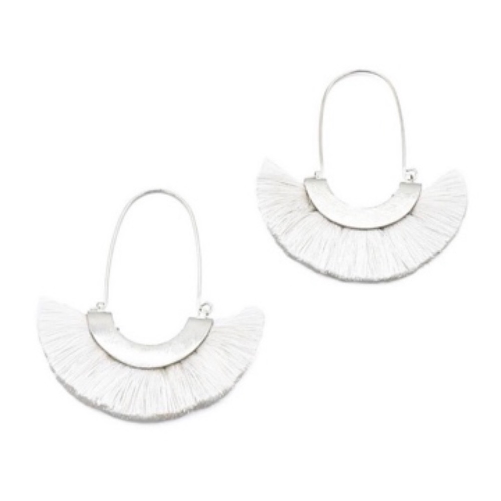Fringe Hoops White Earrings